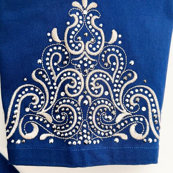 Quacker Factory Jacket Embroidered Womens M Embellished Western Stretch Cotton - Picture 7 of 8